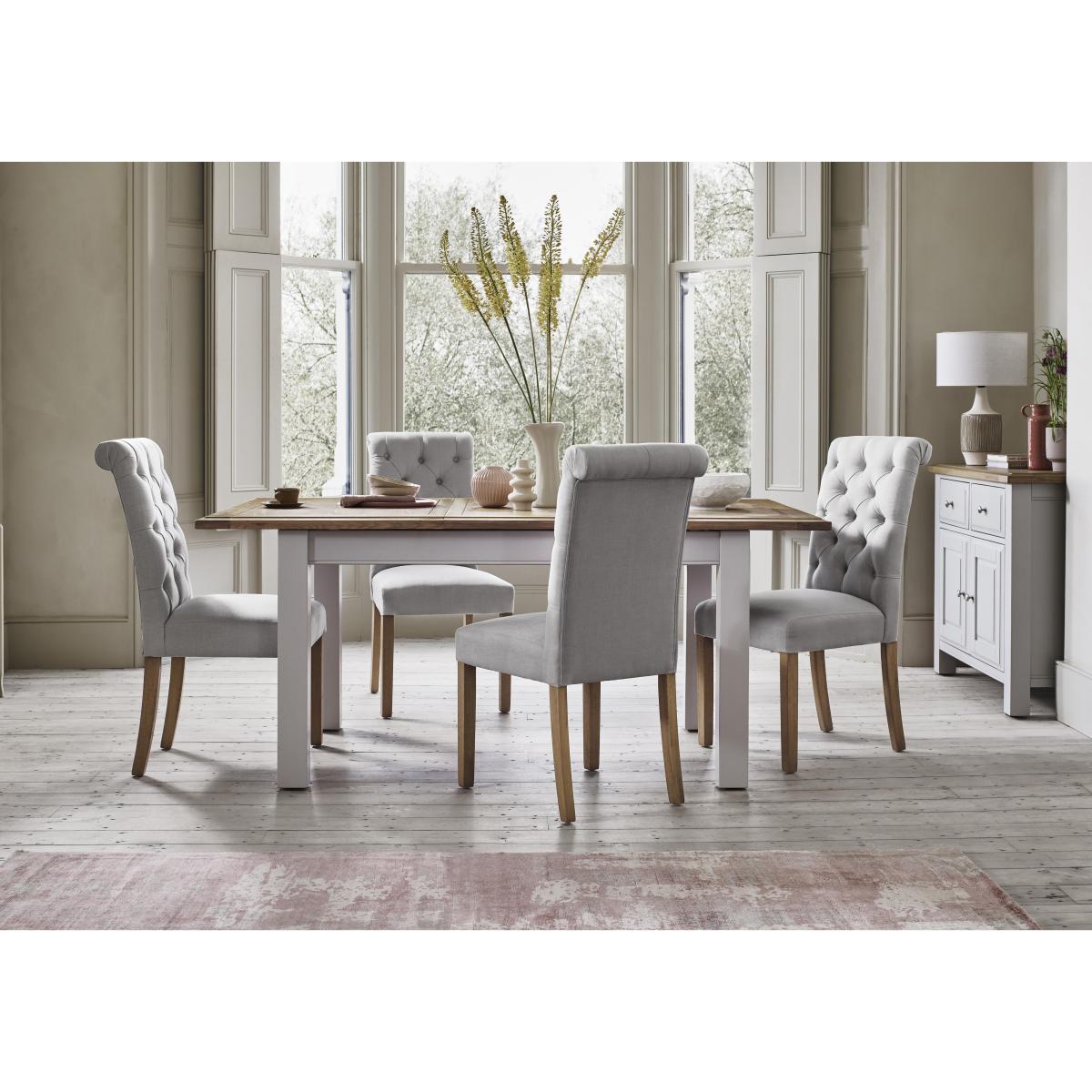 Furnitureland - Hamilton Rectangular Extending Dining Table and 4 Button Back Chairs - Charcoal – image 2
