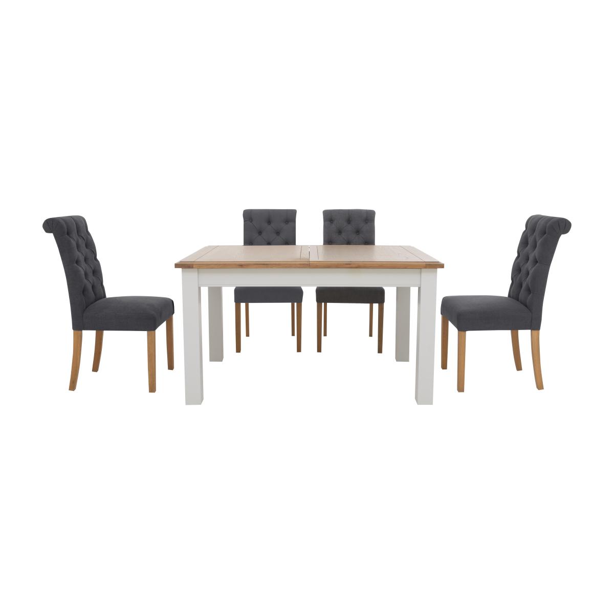 Furnitureland - Hamilton Rectangular Extending Dining Table and 4 Button Back Chairs - Charcoal – image 1