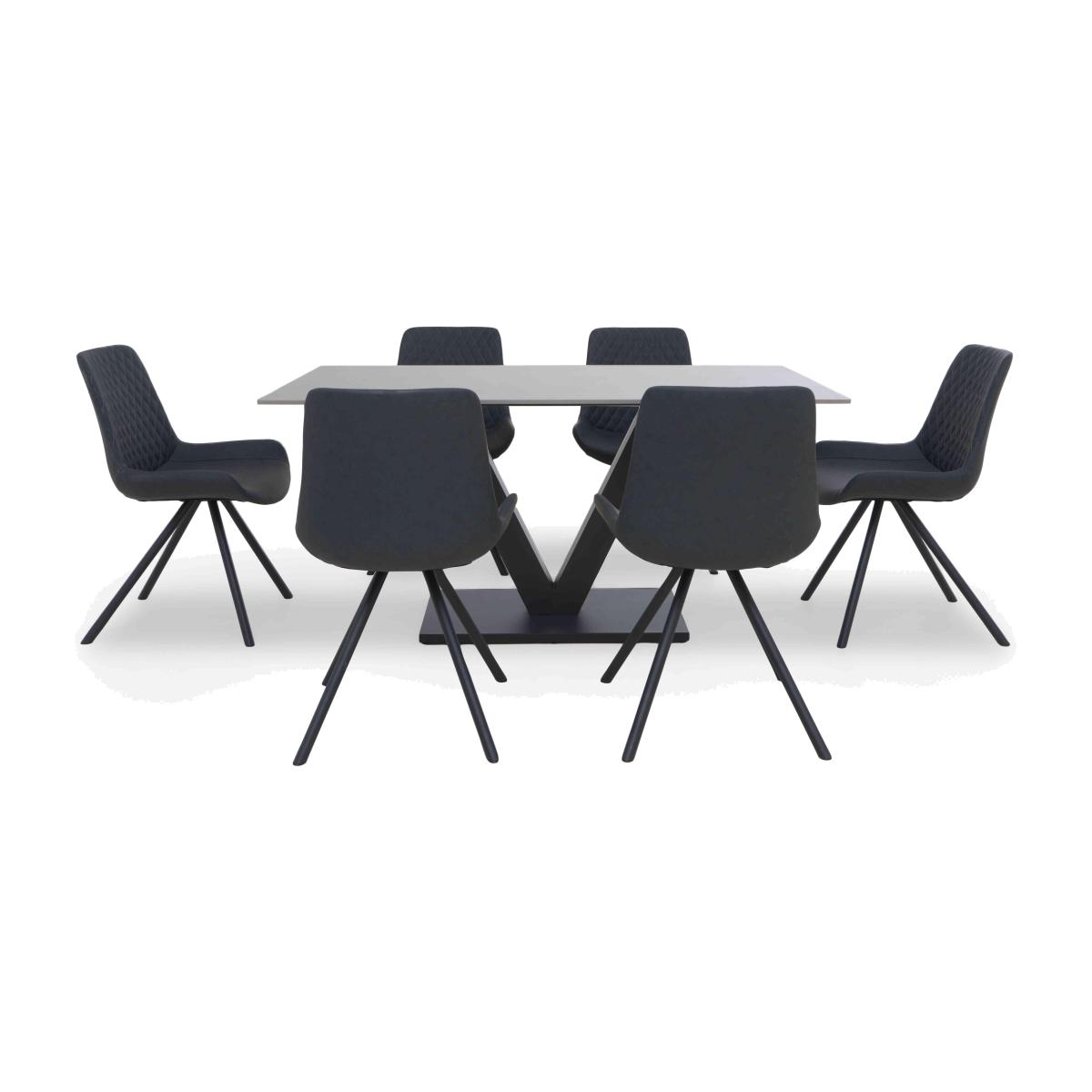 Ion Fixed Dining Table with 6 Chairs - 160-cm - Dark Grey – image 1