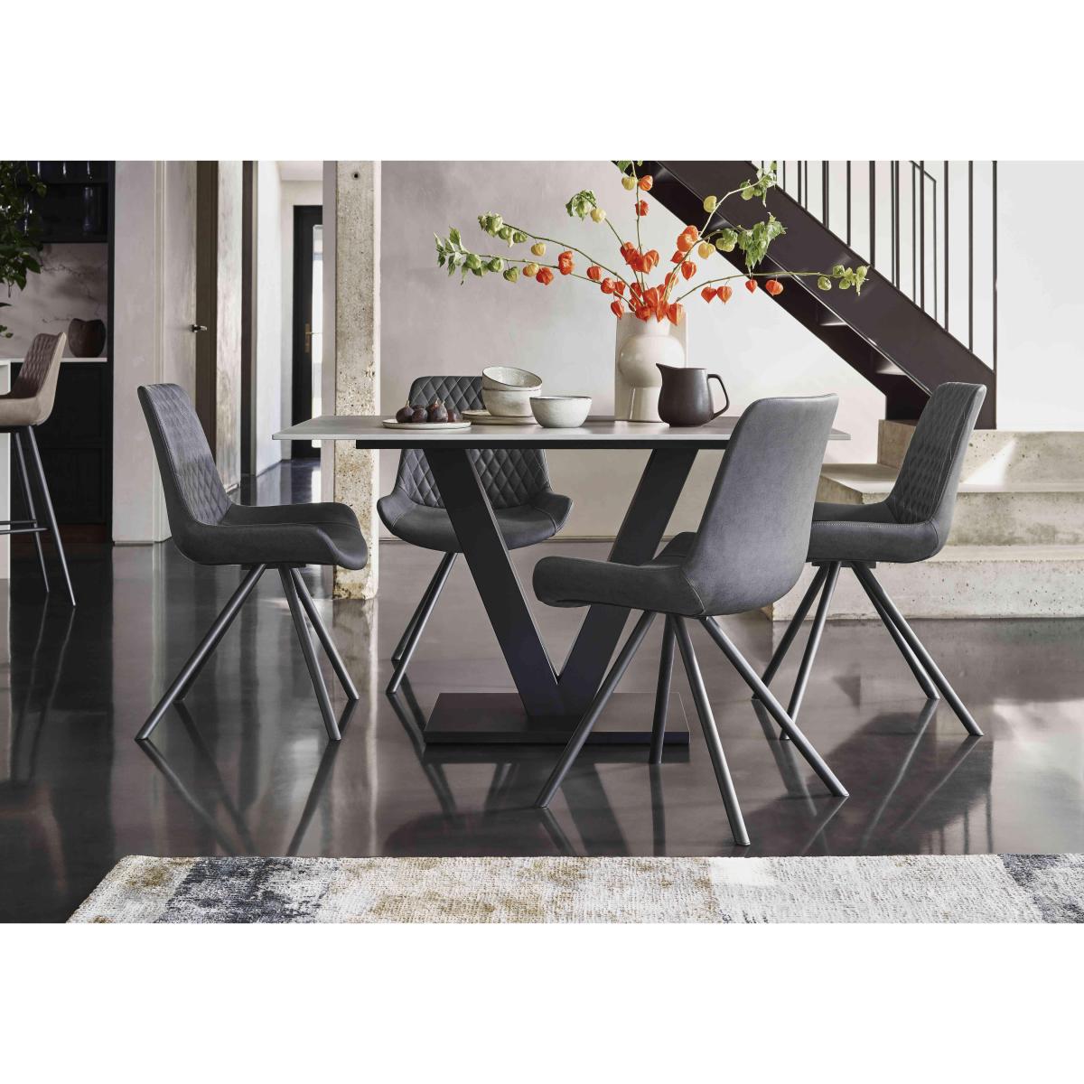 Ion Fixed Dining Table with 4 Chairs - 160-cm - Dark Grey – image 2