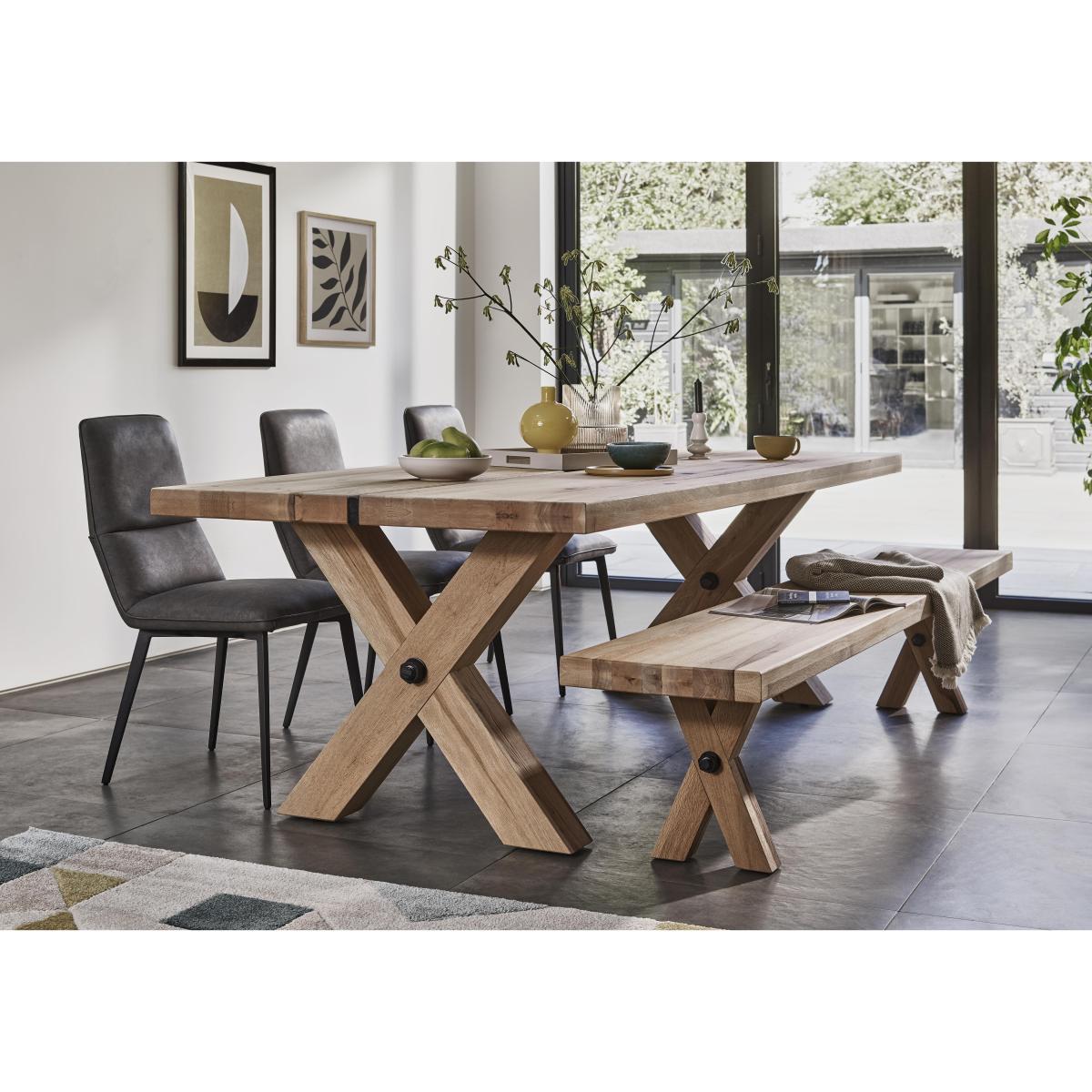 Bodahl - Odin Dining Table with 3 Timm Faux Leather Chairs and a Bench Set - 220-cm - Oiled – image 2