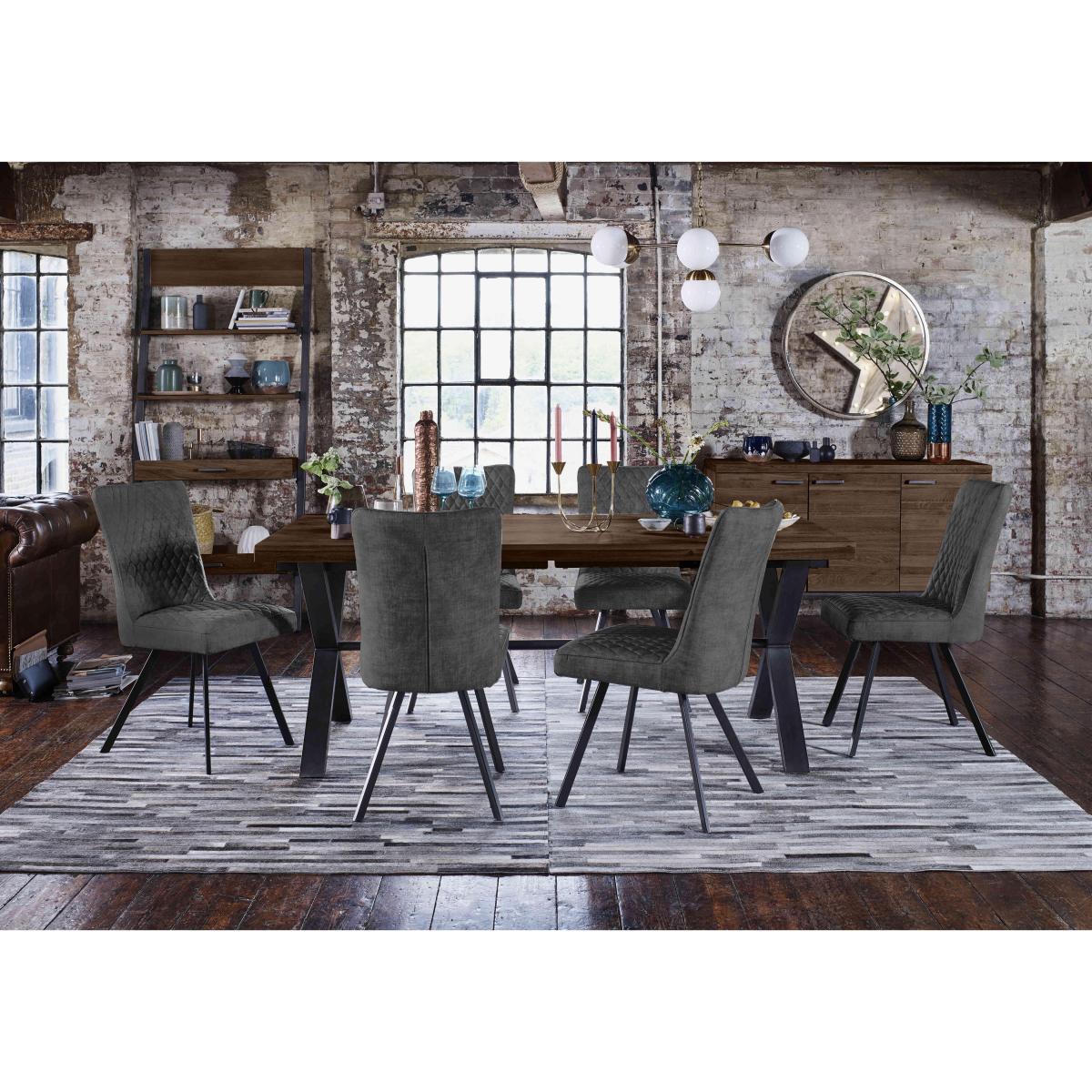 Mars Small Dining Table with 6 Velvet Chairs – image 2