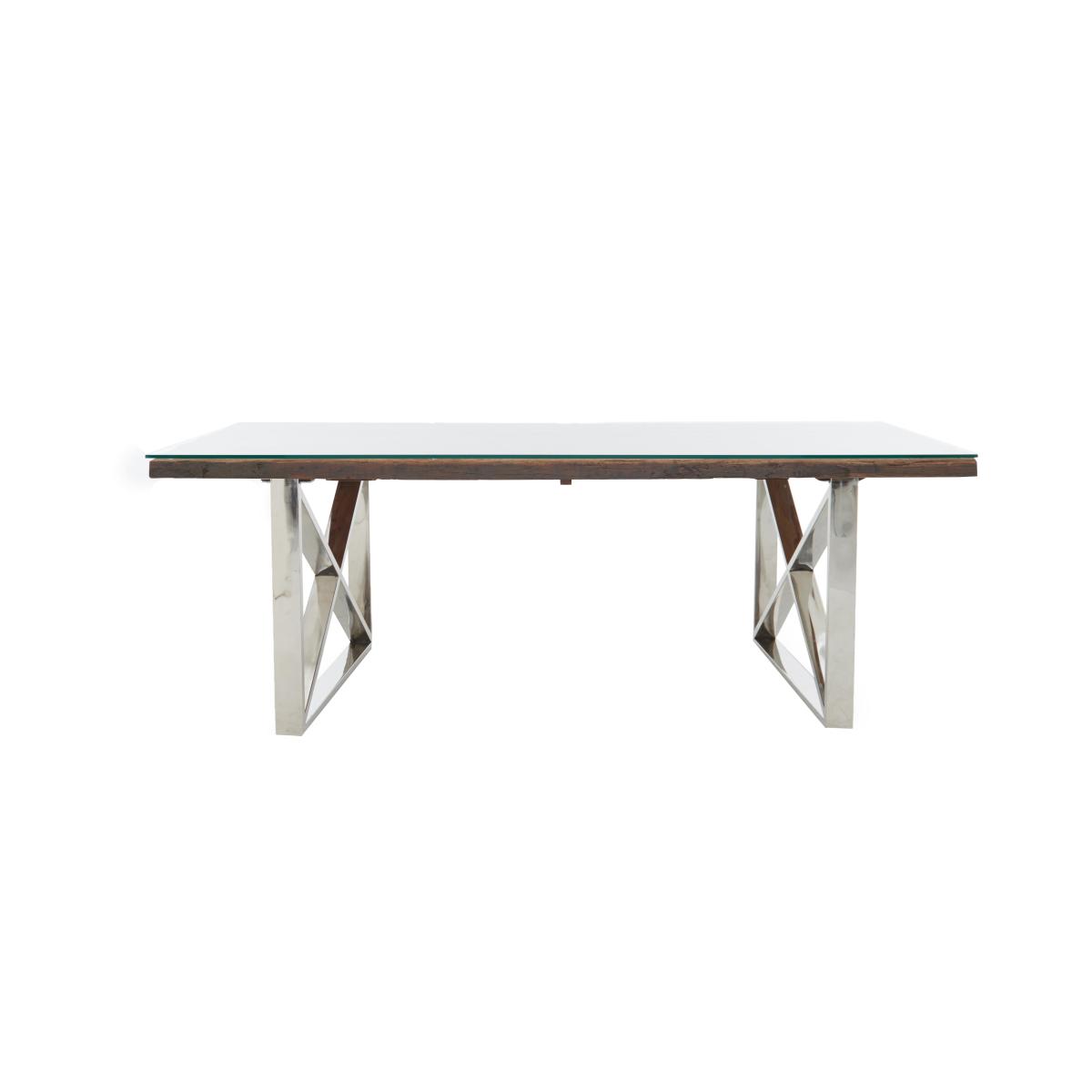 Chennai Dining Table with X-Leg Base and 6 Luxe Chairs - 180-cm - Grey – image 5