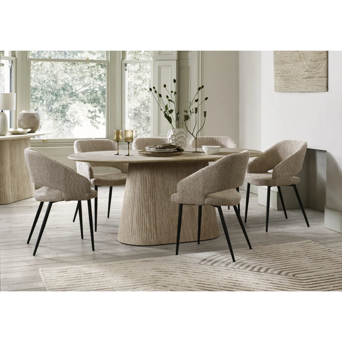 Romeo Oval Dining Table and 6 Fabric Chairs - 200-cm - Dining Room Furniture - In Time for Christmas – image 2