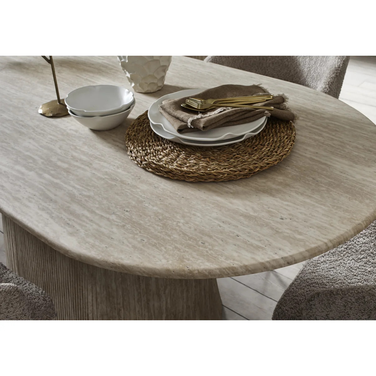 Romeo Oval Dining Table and 6 Fabric Chairs - 200-cm - Dining Room Furniture - In Time for Christmas – image 3