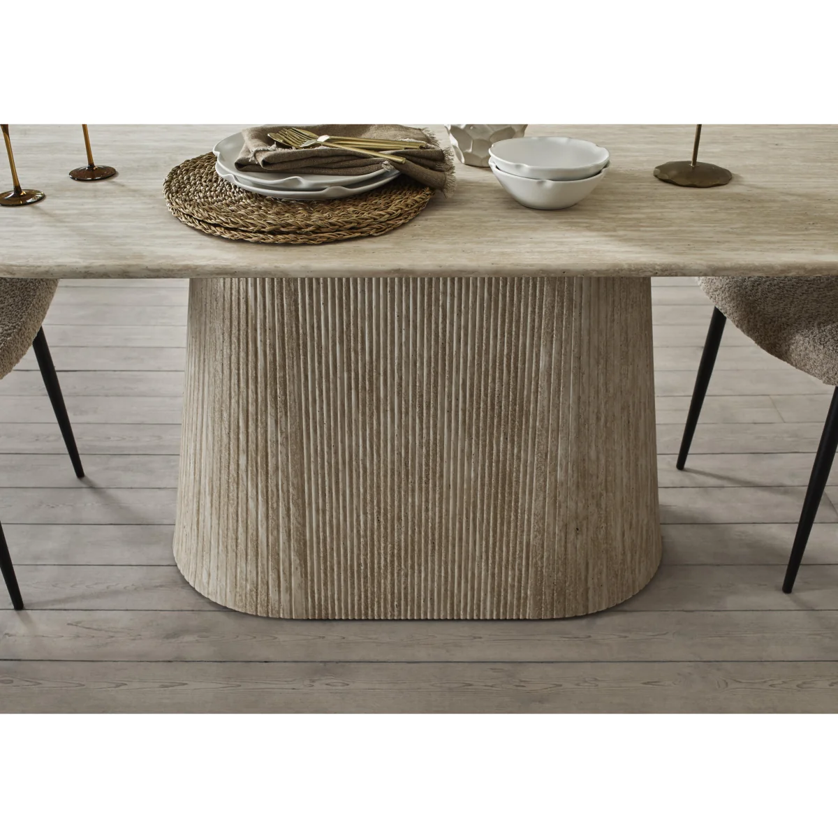 Romeo Oval Dining Table and 6 Fabric Chairs - 200-cm - Dining Room Furniture - In Time for Christmas – image 4