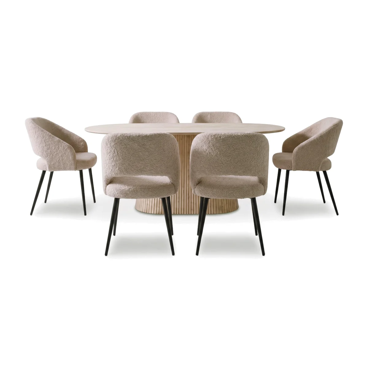 Romeo Oval Dining Table and 6 Fabric Chairs - 200-cm - Dining Room Furniture - In Time for Christmas – image 1