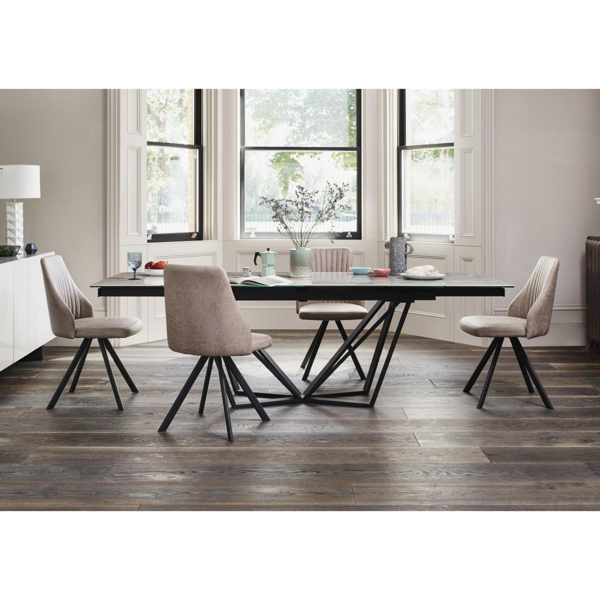 Aquila Extending Dining Table and 4 Swivel Dining Chairs - Grey – image 2
