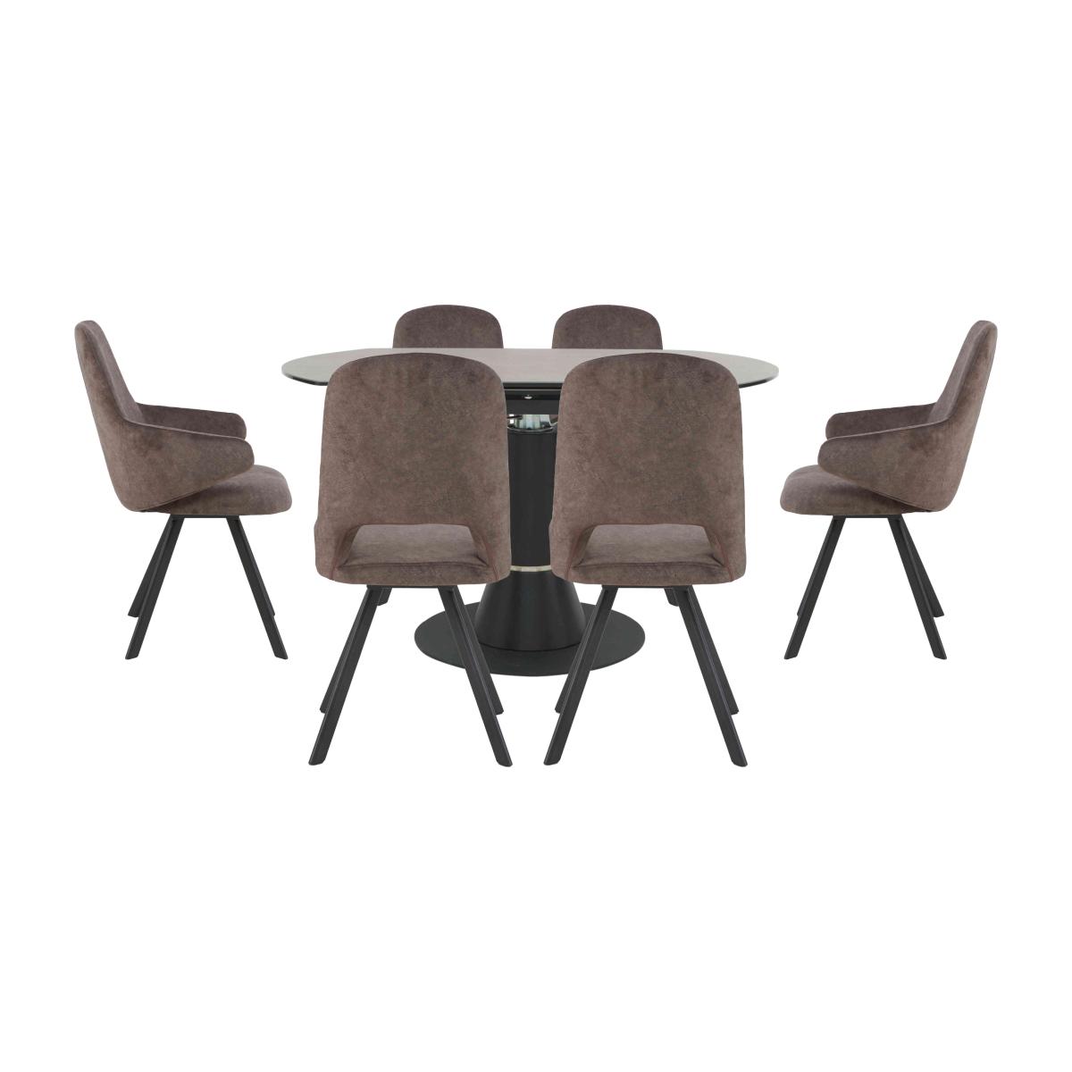 Enterprise Round Extending Table with 4 Swivel Dining Side Chairs and 2 Swivel Dining Arm Chairs Dining Set – image 1