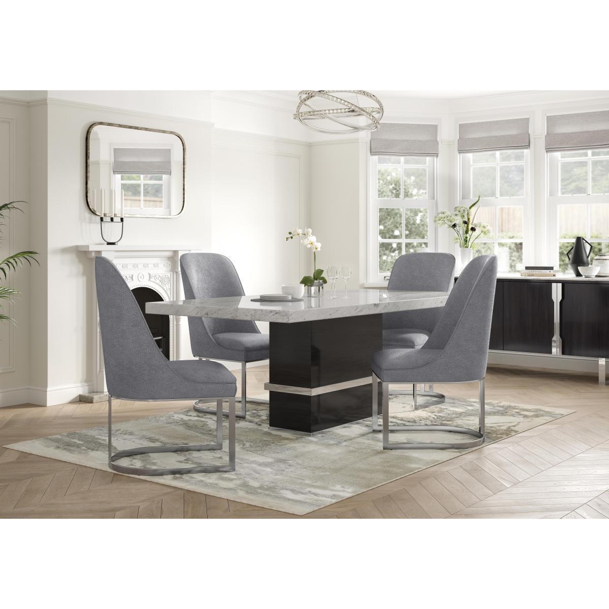 Stone International - Annalisa Dining Table and 4 Fabric Dining Chairs – image 2