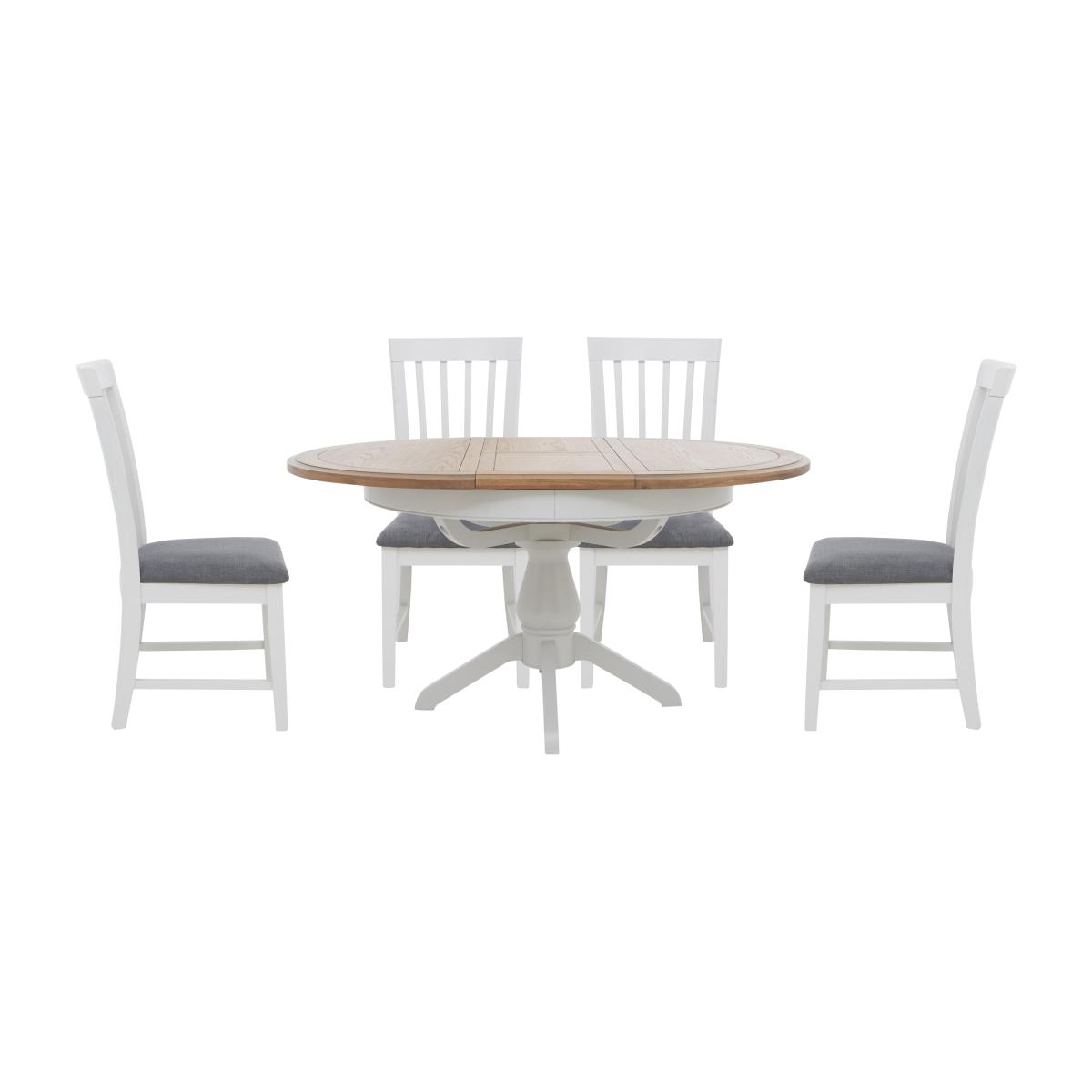 Furnitureland - Hamilton Round Extending Dining Table and 4 Wooden Chairs – image 1