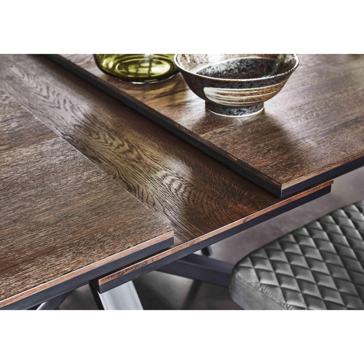 Mars Pop-Up Extending Dining Table and 6 Velvet Dining Chairs - Brown – image 4