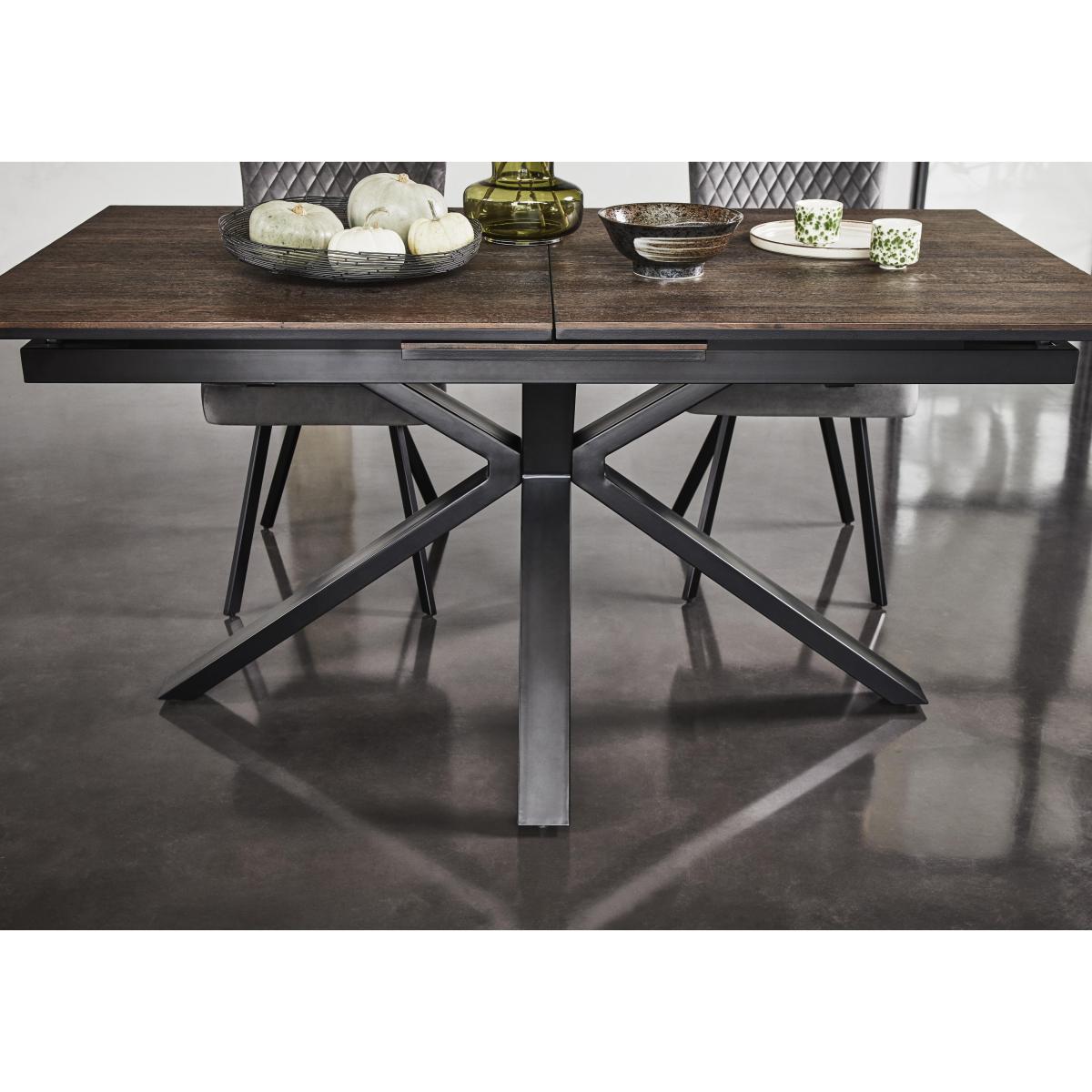 Mars Pop-Up Extending Dining Table and 6 Velvet Dining Chairs - Brown – image 5