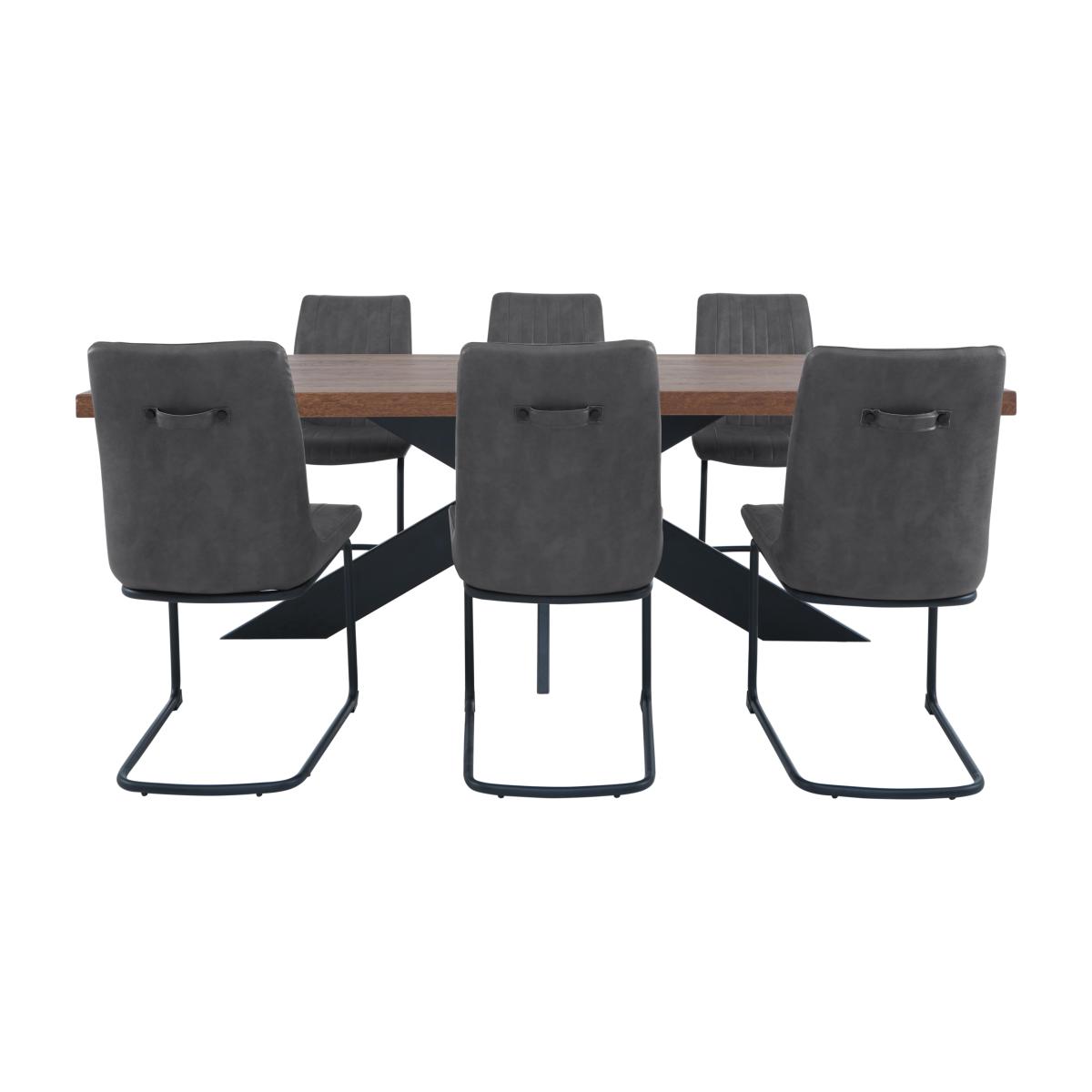 Terra Dining Table with Star Leg & 6 Grey Chairs – image 1