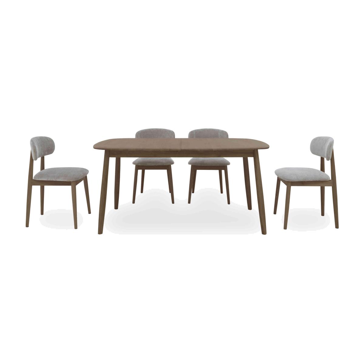 Stockholm Extending Dining Table with 4 Wooden Chairs - Dark Oak