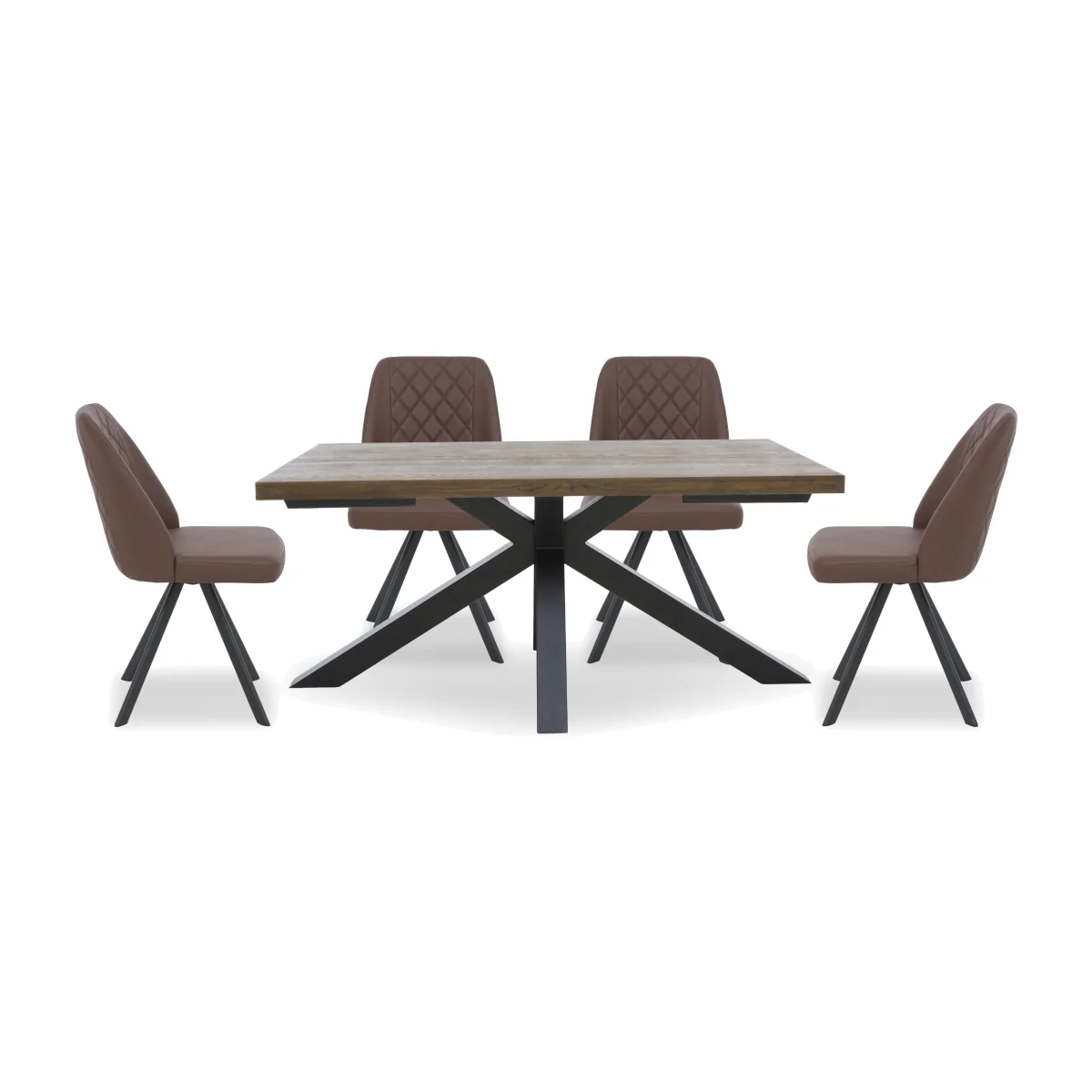 Jupiter Dining Table with Star Base and 4 Swivel Chairs - 140-cm – image 1