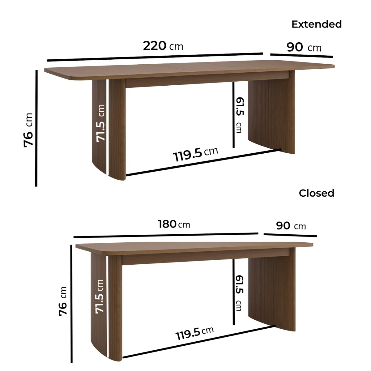 Walnut Finish Extendable Dining Table Set with 6 Green Upholstered Dining Chairs - Seats 6 - Jarel – image 2