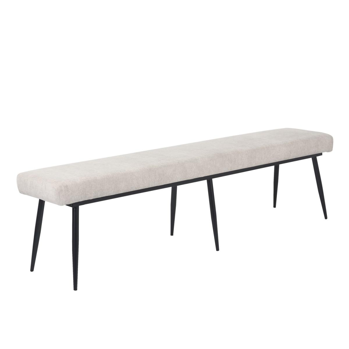 Walnut Dining Table with 4 Beige Fabric Dining Chairs and Matching Dining Bench - Cooper – image 7