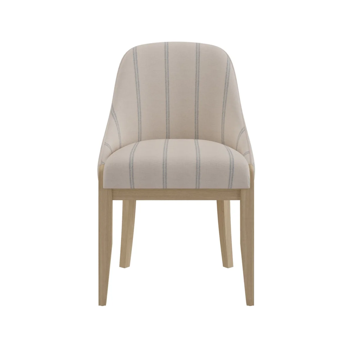 Farmhouse Round Extending Pedestal Dining Table Set with 4 Cream Upholstered Blue Striped Dining Chairs - Madeline – image 7