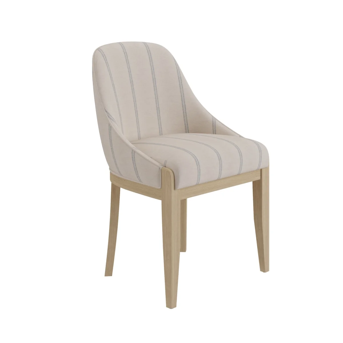 Farmhouse Round Extending Pedestal Dining Table Set with 4 Cream Upholstered Blue Striped Dining Chairs - Madeline – image 8