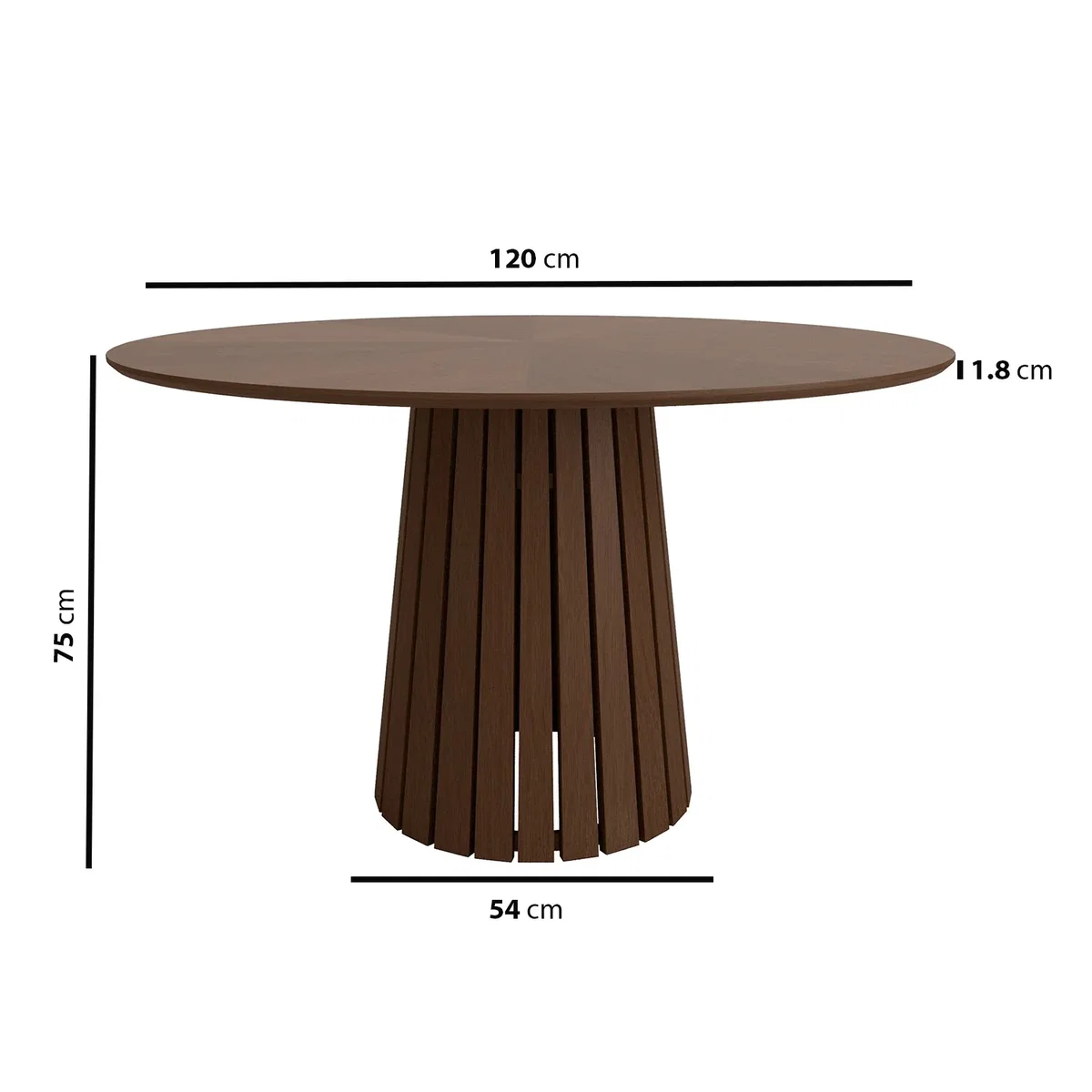 Round Walnut Dining Table Set with 4 Beige Upholstered Curved Dining Chairs - Owen – image 2