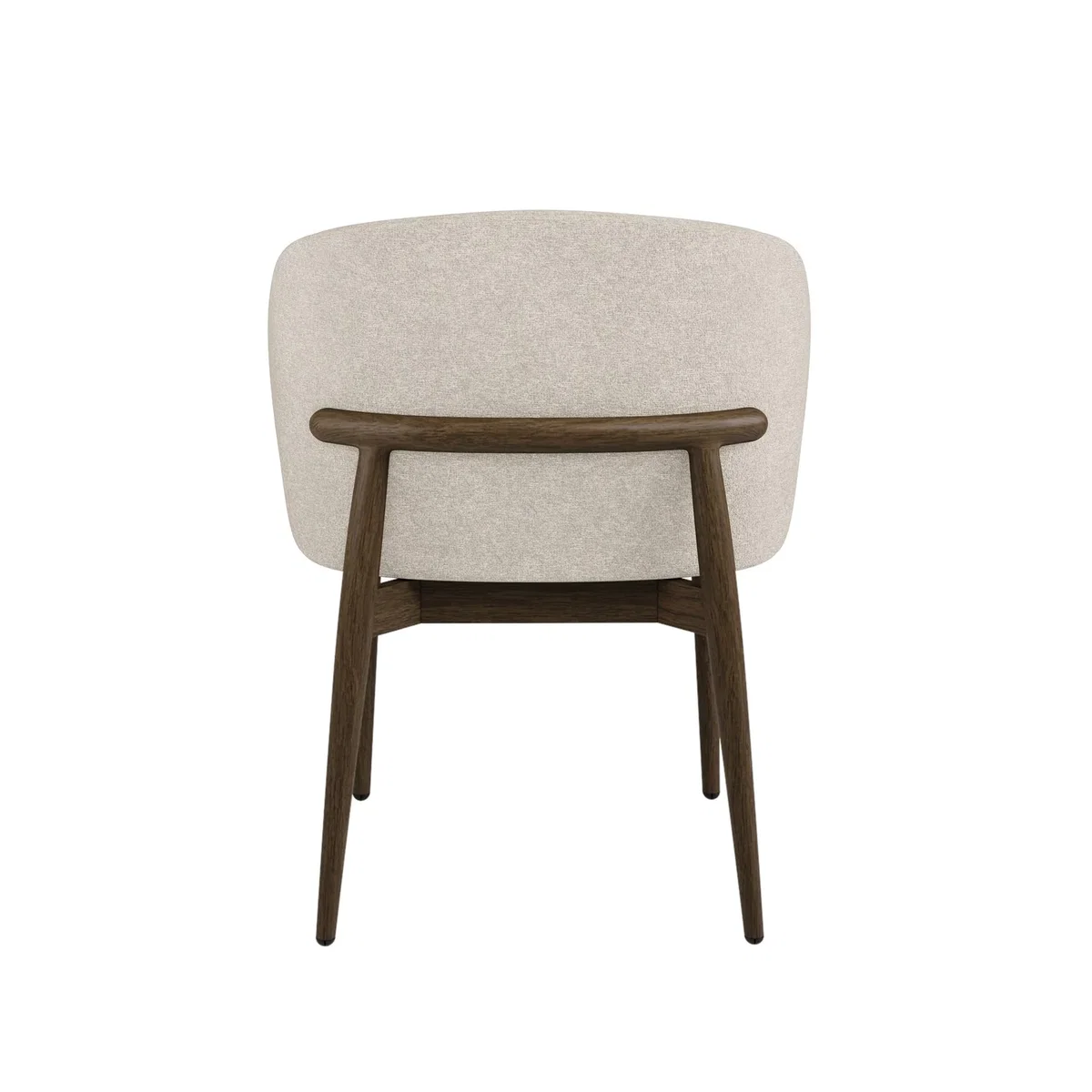 Round Walnut Dining Table Set with 4 Beige Upholstered Curved Dining Chairs - Owen – image 11