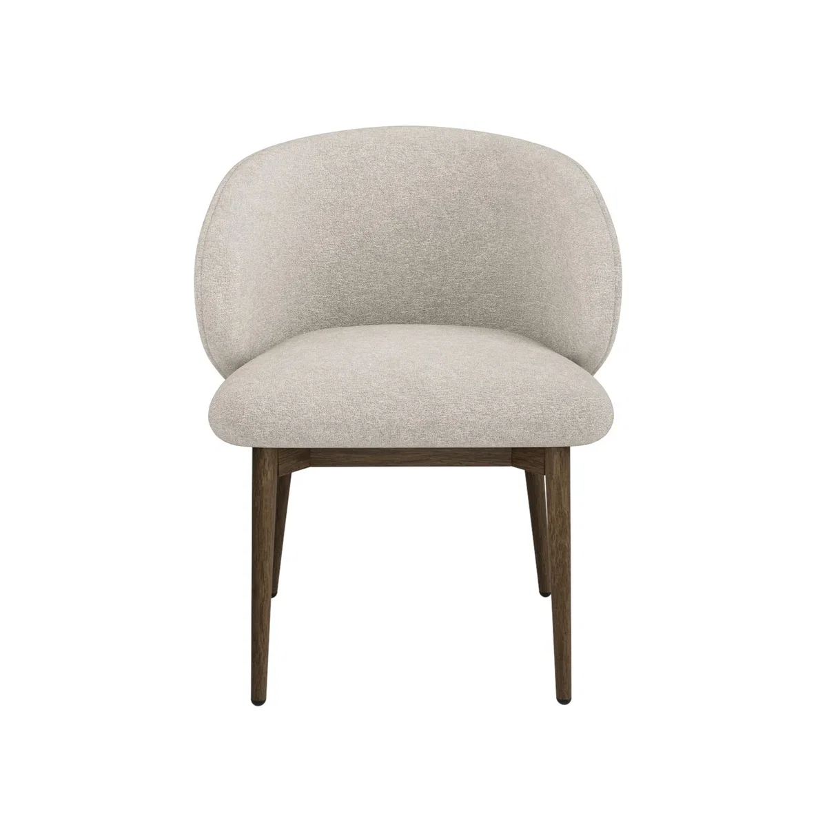 Round Walnut Dining Table Set with 4 Beige Upholstered Curved Dining Chairs - Owen – image 8