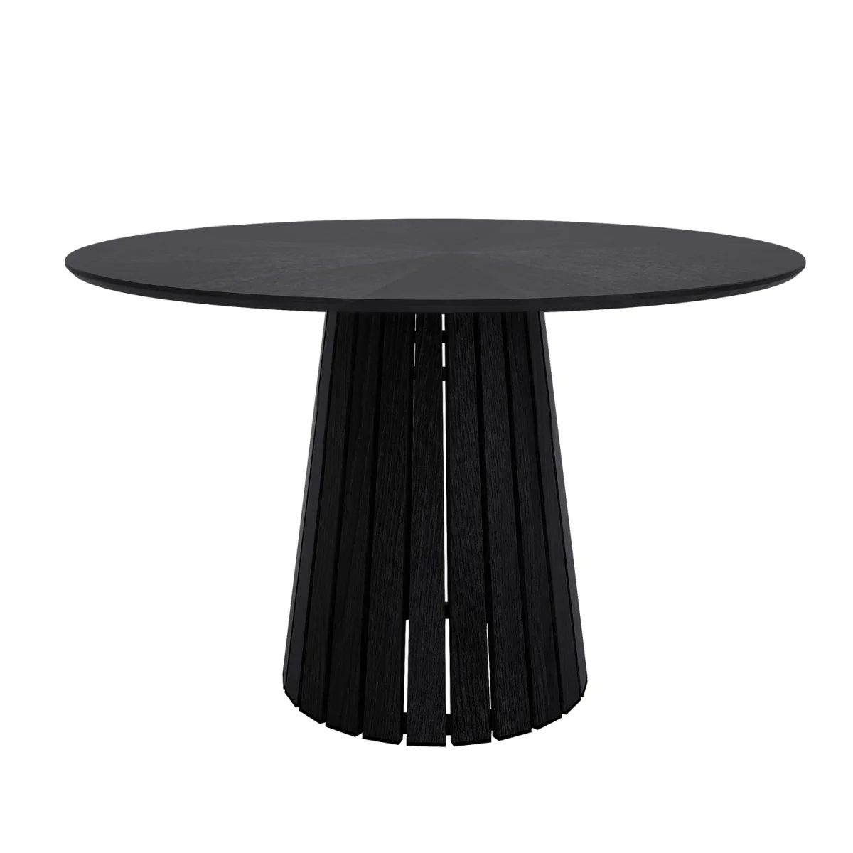 Round Black Dining Table Set with 4 Beige Upholstered Curved Back Dining Chairs - Seats 4 - Owen – image 4
