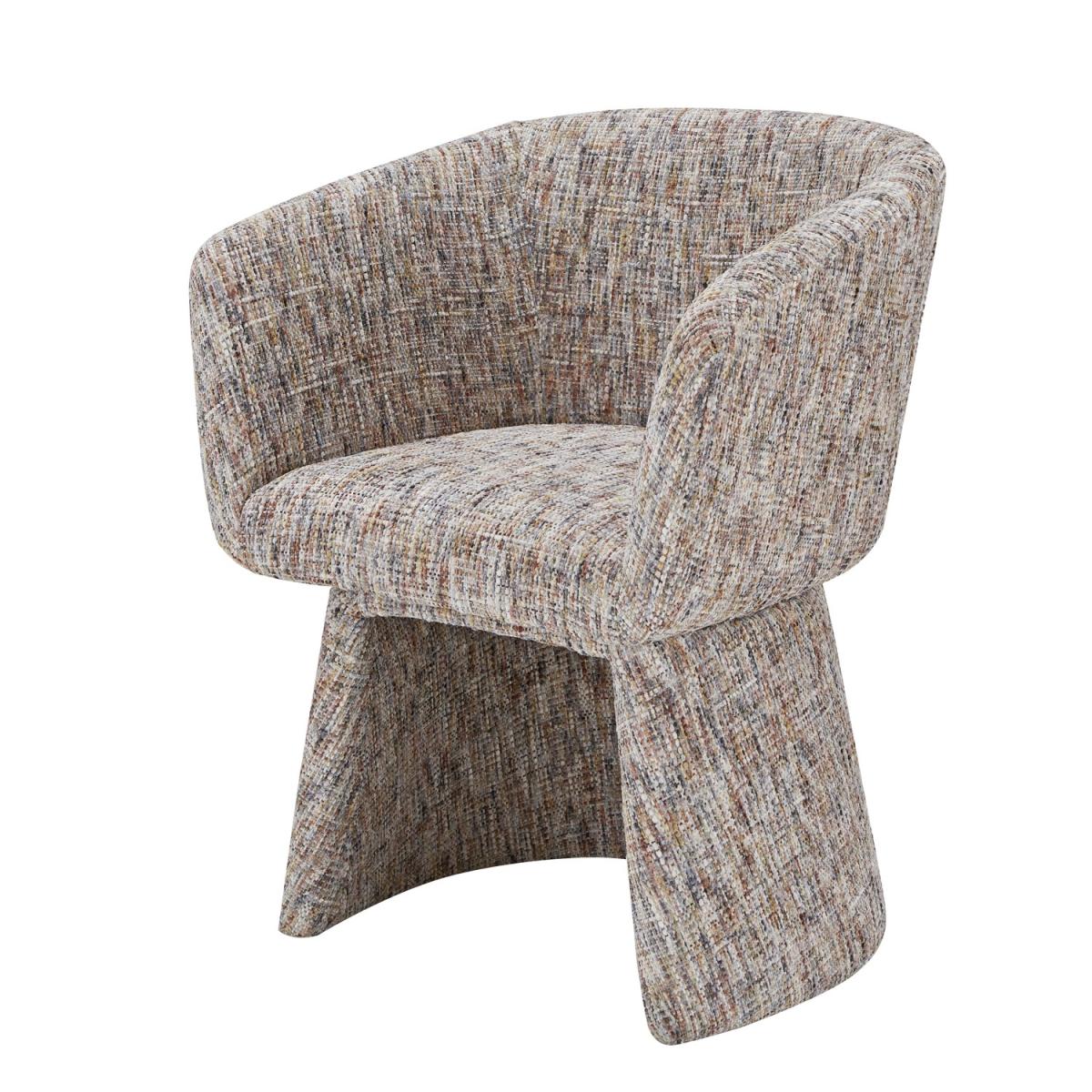 Round Walnut Dining Table Set with 4 Multi Coloured Fabric Swivel Tub Dining Chairs - Owen – image 7