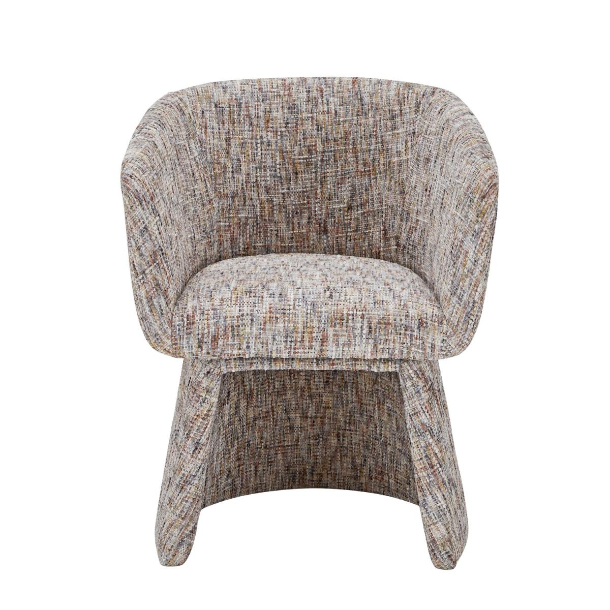 Round Walnut Dining Table Set with 4 Multi Coloured Fabric Swivel Tub Dining Chairs - Owen – image 8