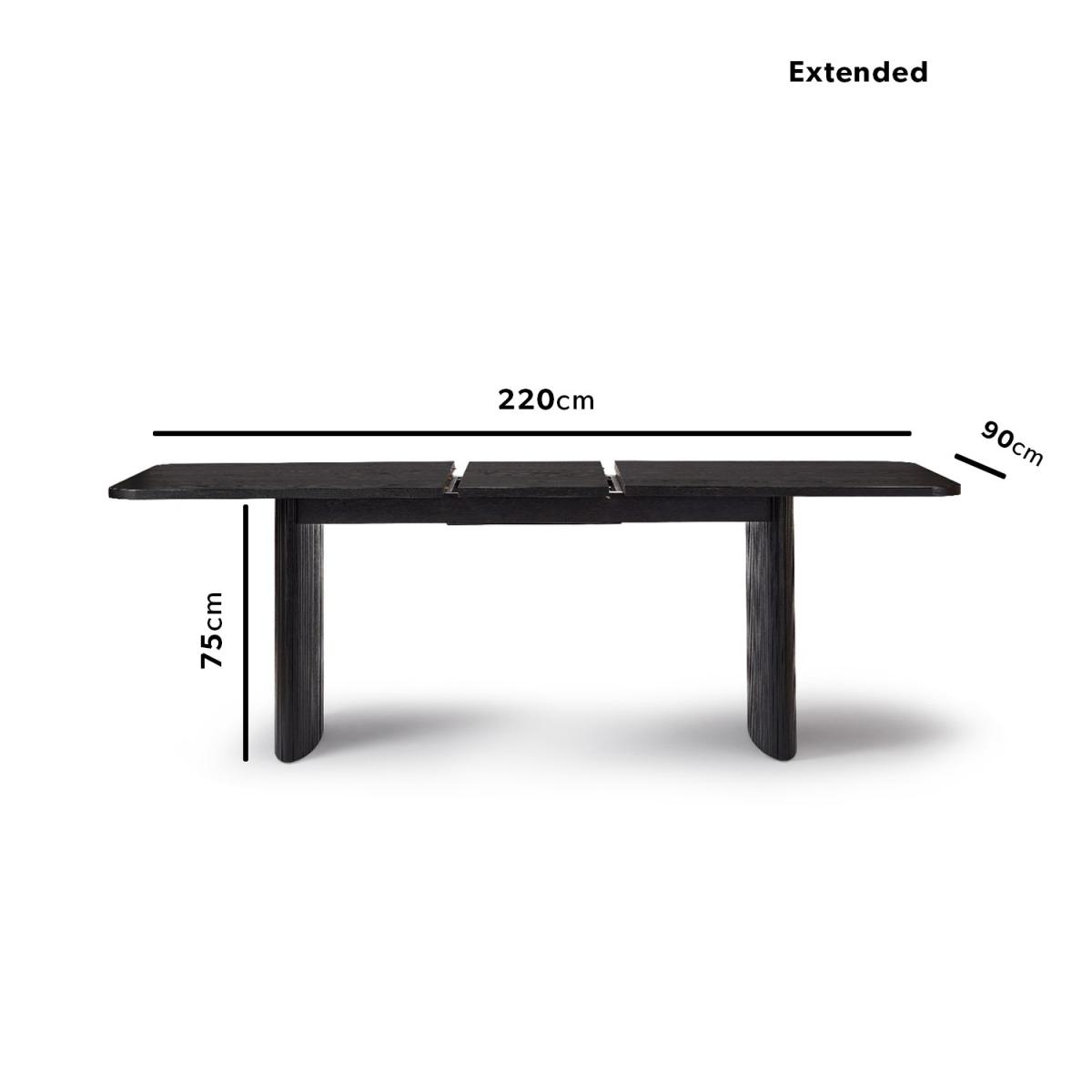 Large Black Oak Dining Table with 6 Beige Fabric Dining Chairs - Jarel – image 12