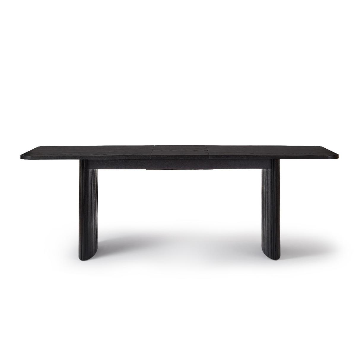Large Black Oak Dining Table with 6 Beige Fabric Dining Chairs - Jarel – image 5