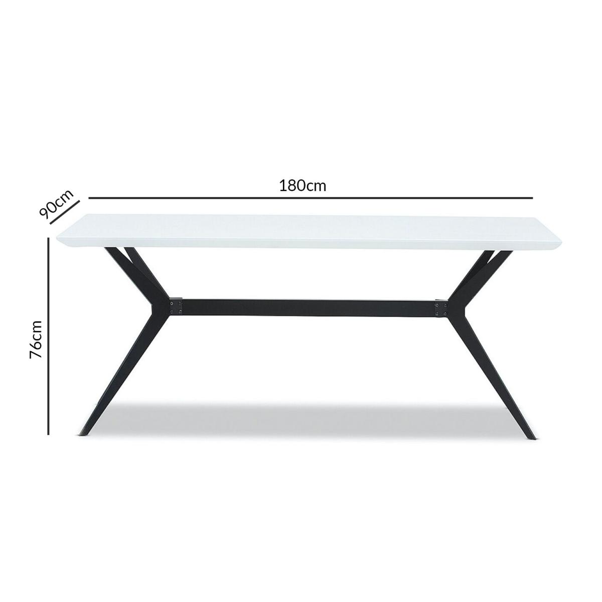 White Gloss Dining Table with 8 Black Velvet Dining Chairs - Rochelle – image 2