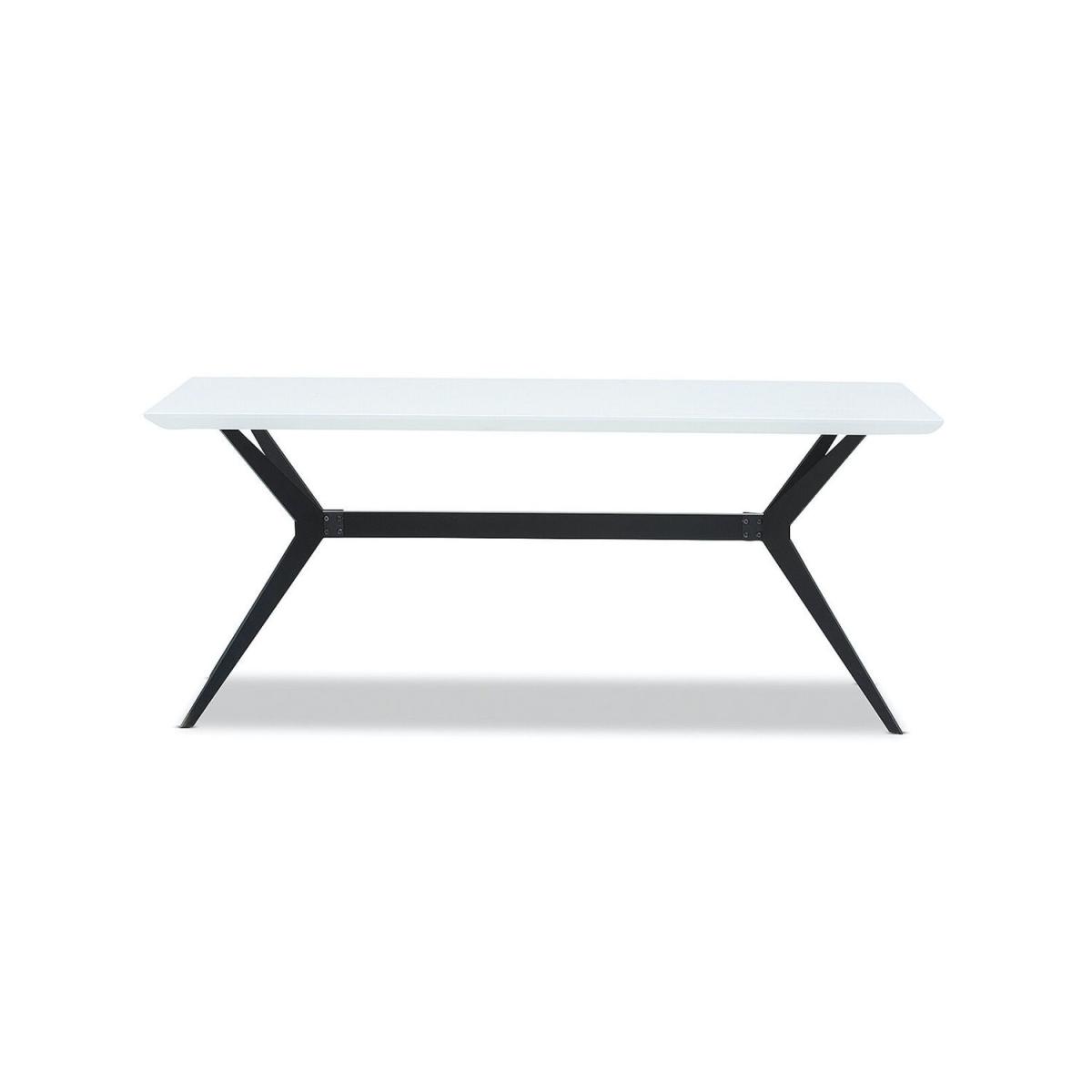 White Gloss Dining Table with 8 Black Velvet Dining Chairs - Rochelle – image 6