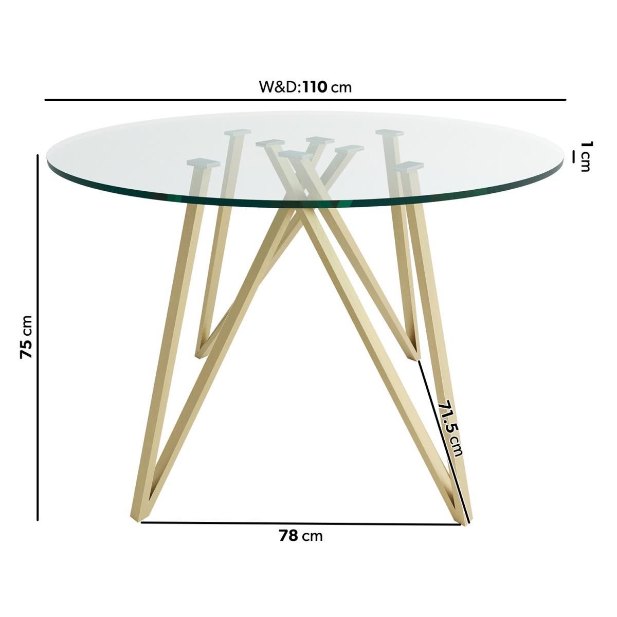 Round Glass Dining Table with Gold Legs and 4 Mink Velvet Dining Chairs - Dax – image 2