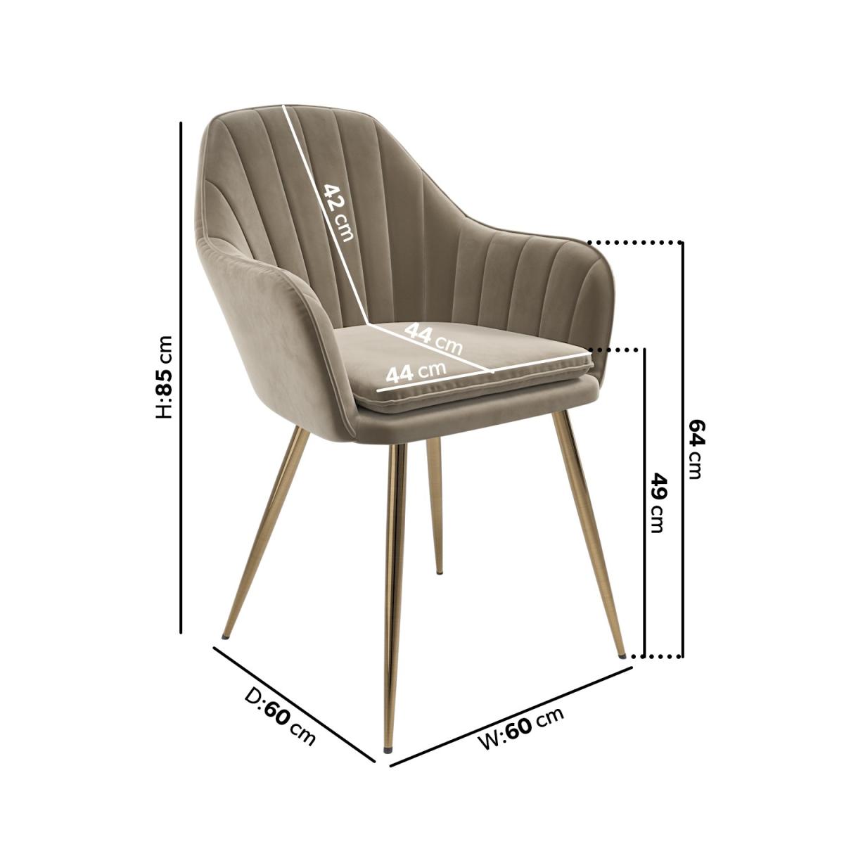Round Glass Dining Table with Gold Legs and 4 Mink Velvet Dining Chairs - Dax – image 3