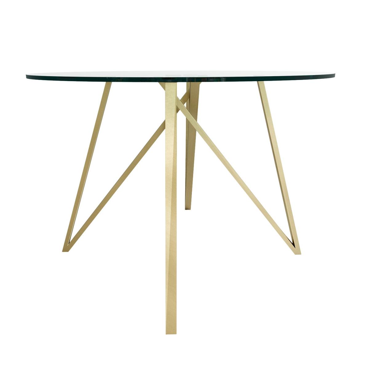 Round Glass Dining Table with Gold Legs and 4 Mink Velvet Dining Chairs - Dax – image 6