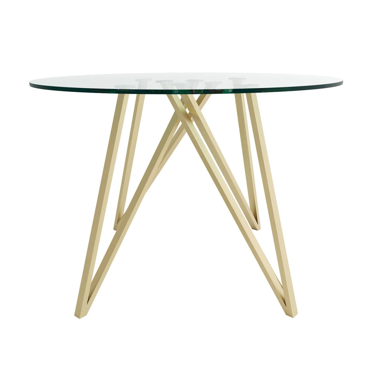 Round Glass Dining Table with Gold Legs and 4 Mink Velvet Dining Chairs - Dax – image 7