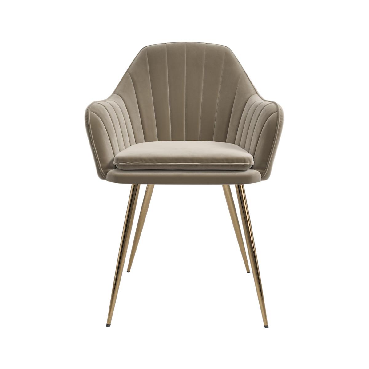Round Glass Dining Table with Gold Legs and 4 Mink Velvet Dining Chairs - Dax – image 8