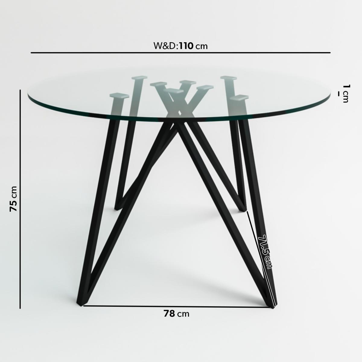 Small Round Glass Dining Table with 4 Grey Fabric Dining Chairs - Dax – image 2