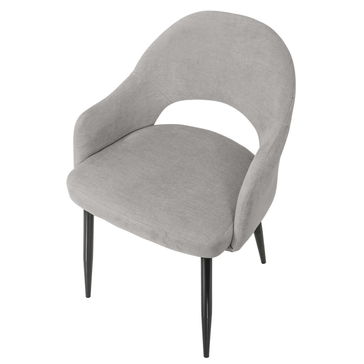 Small Round Glass Dining Table with 4 Grey Fabric Dining Chairs - Dax – image 11