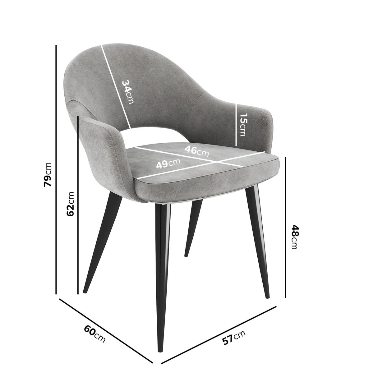 Small Round Glass Dining Table with 4 Grey Fabric Dining Chairs - Dax – image 3