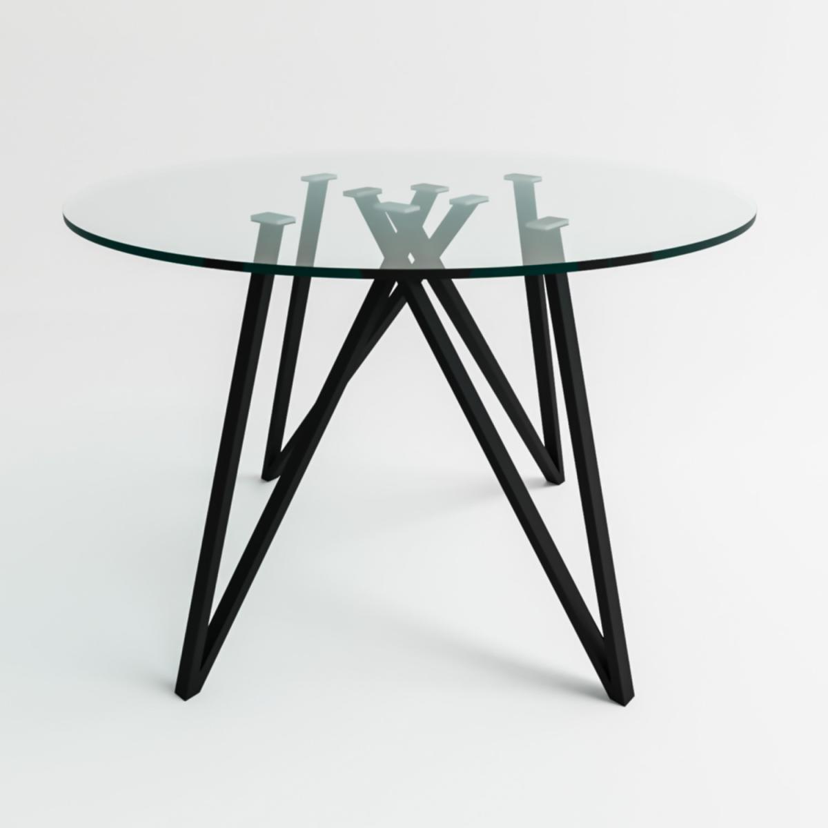 Small Round Glass Dining Table with 4 Grey Fabric Dining Chairs - Dax – image 4