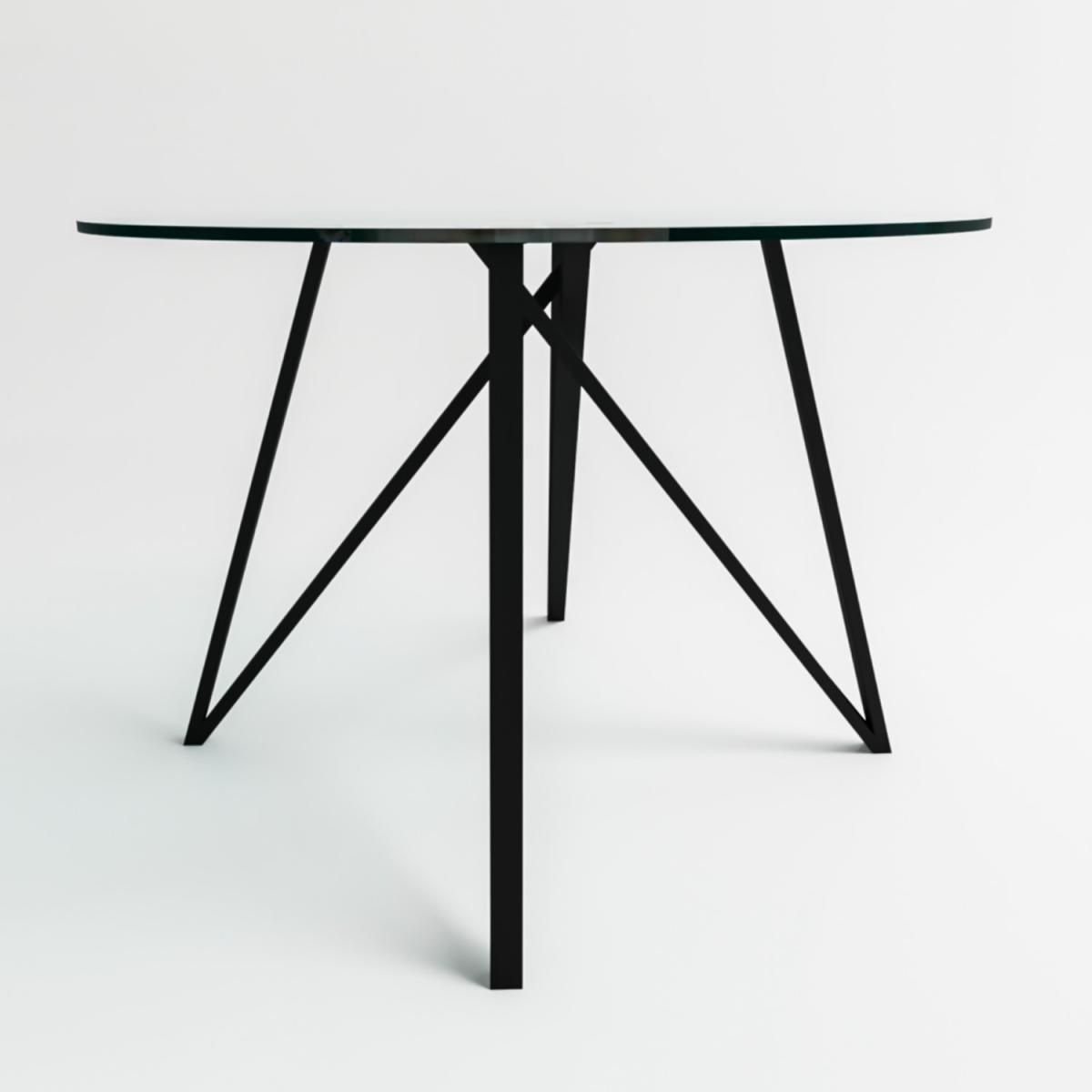 Small Round Glass Dining Table with 4 Grey Fabric Dining Chairs - Dax – image 5