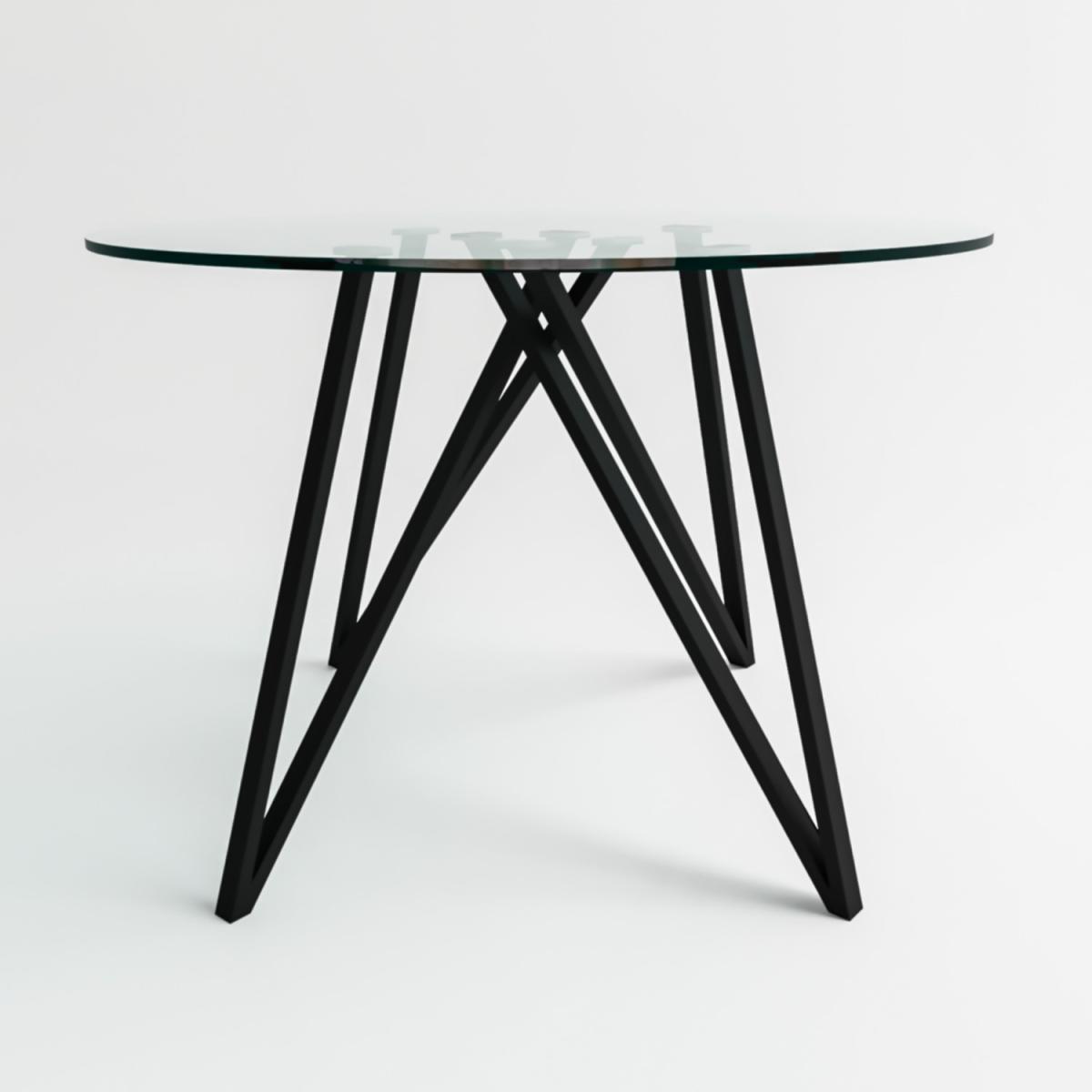 Small Round Glass Dining Table with 4 Grey Fabric Dining Chairs - Dax – image 6