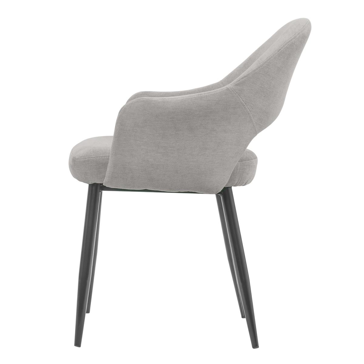 Small Round Glass Dining Table with 4 Grey Fabric Dining Chairs - Dax – image 10