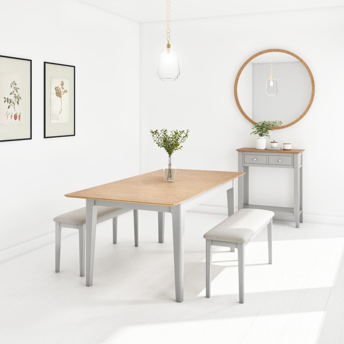Grey Extendable Dining Table with 2 Dining Benches - Seats 4 - Adeline – image 2