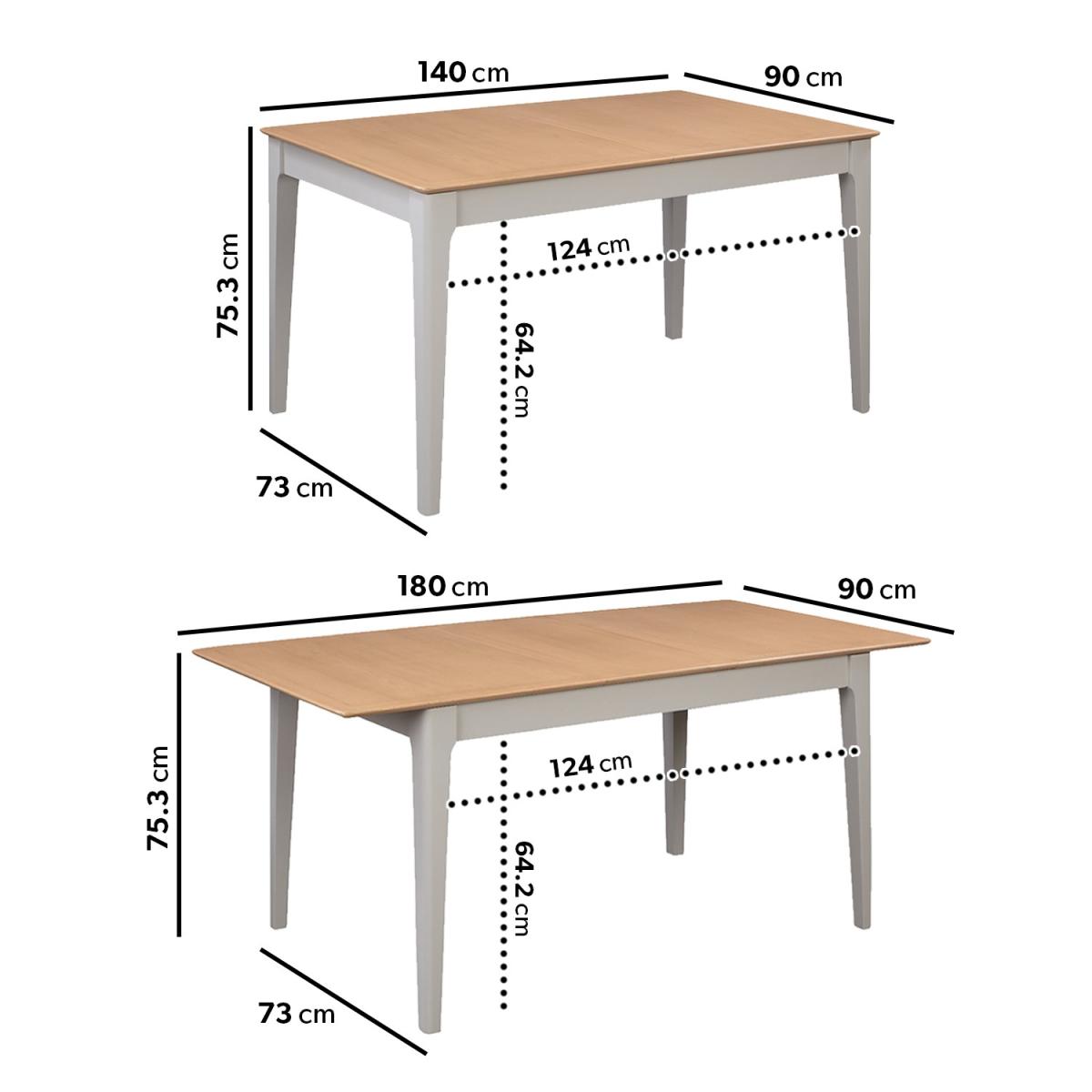 Grey Extendable Dining Table with 2 Dining Benches - Seats 4 - Adeline – image 3