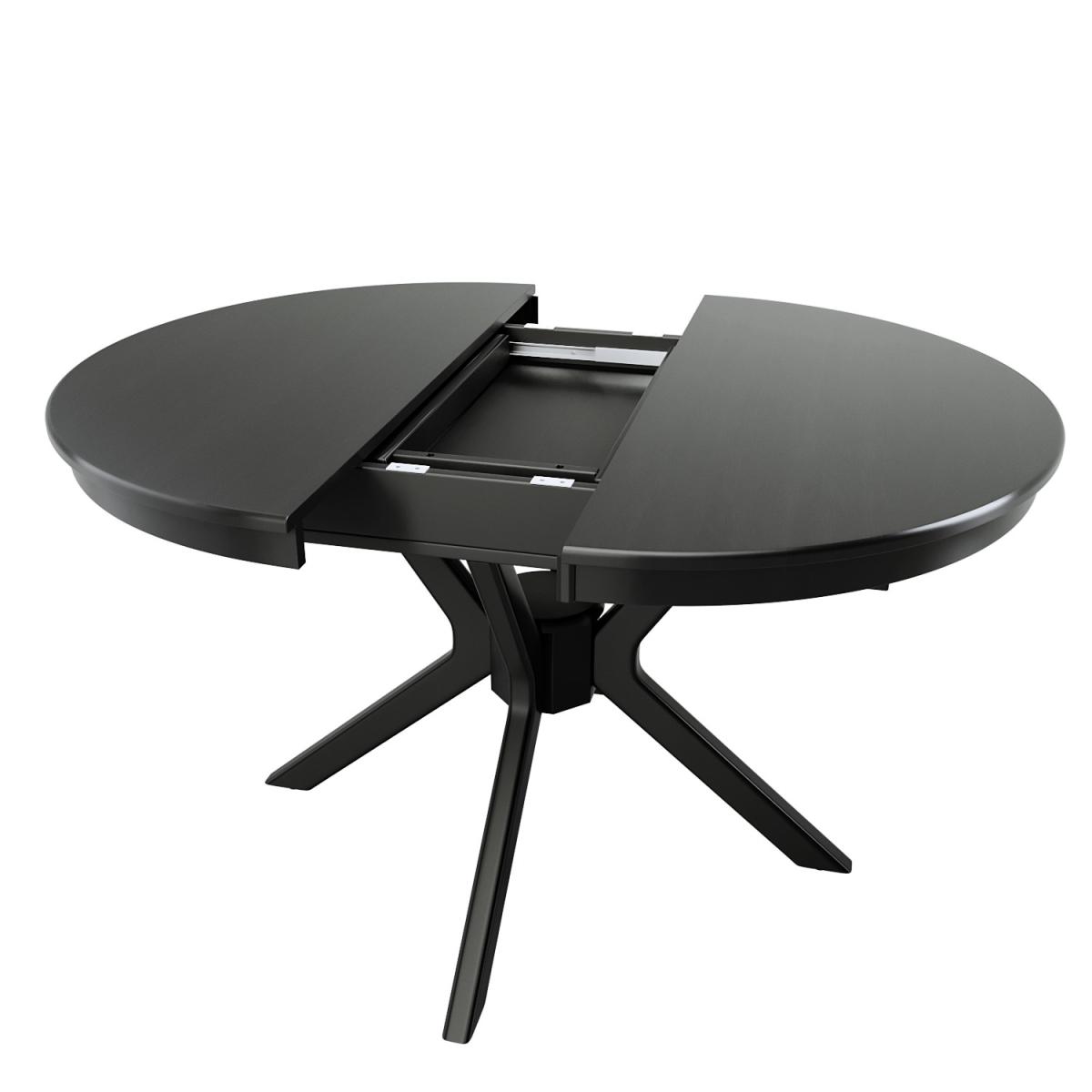 Extendable Round to Oval Black Dining Table with 6 Black Wooden Spindle Dining Chairs - Karie – image 4