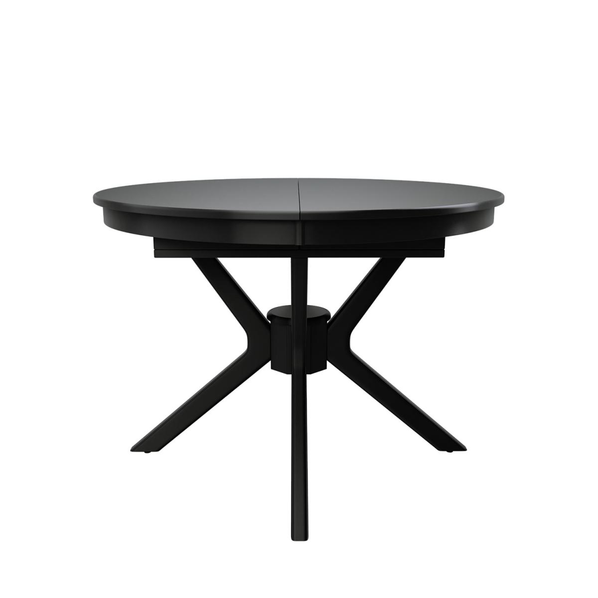 Extendable Round to Oval Black Dining Table with 6 Black Wooden Spindle Dining Chairs - Karie – image 6